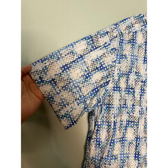 London 7 Downie St. Couture blue plaid button down - Picture 5 of 9